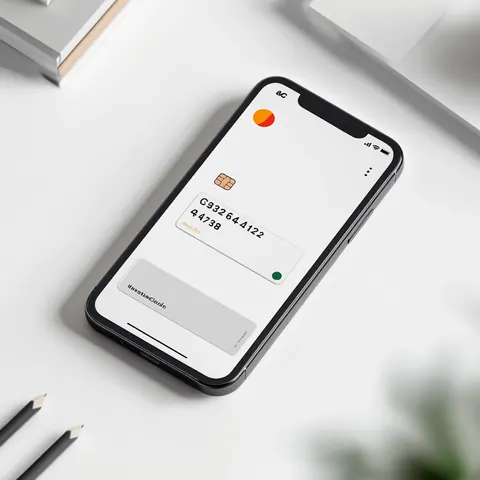 A smartphone showing a digital payment card interface