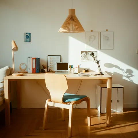 A Shopify storefront design laid out on a monitor at a minimal desk